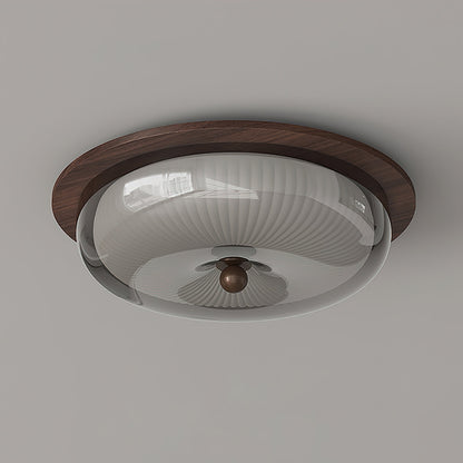 Rivao Ceiling Light | Walnut Wood & Glass | 52cm Diameter