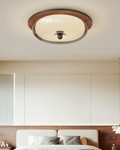 Rivao Ceiling Light | Walnut Wood & Glass | 52cm Diameter