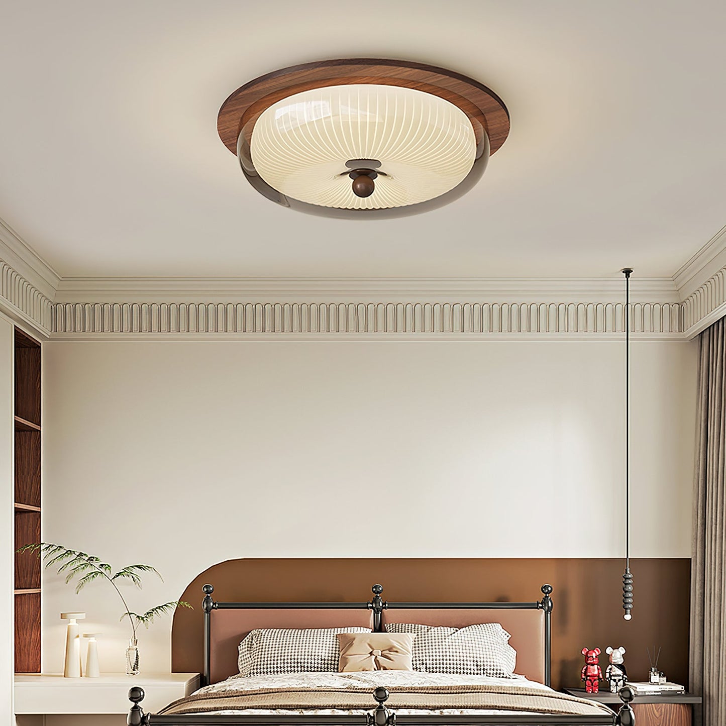 Rivao Ceiling Light | Walnut Wood & Glass | 52cm Diameter