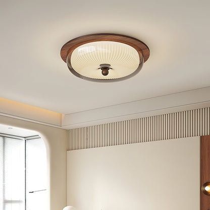 Rivao Ceiling Light | Walnut Wood & Glass | 52cm Diameter