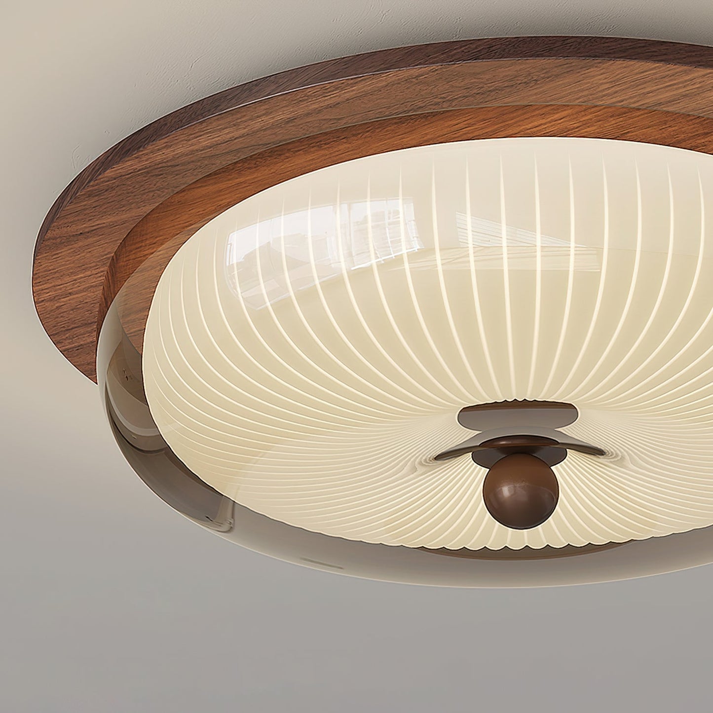 Rivao Ceiling Light | Walnut Wood & Glass | 52cm Diameter