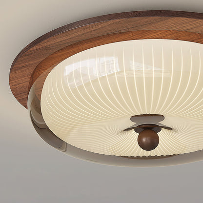 Rivao Ceiling Light | Walnut Wood & Glass | 52cm Diameter
