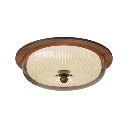 Rivao Ceiling Light | Walnut Wood & Glass | 52cm Diameter