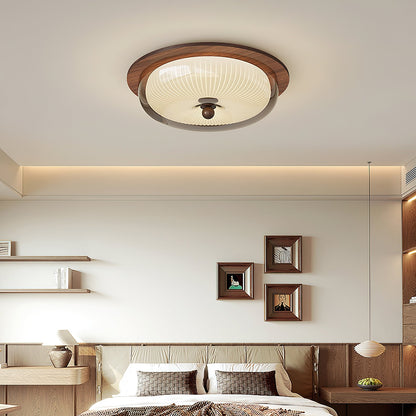 Rivao Ceiling Light | Walnut Wood & Glass | 52cm Diameter
