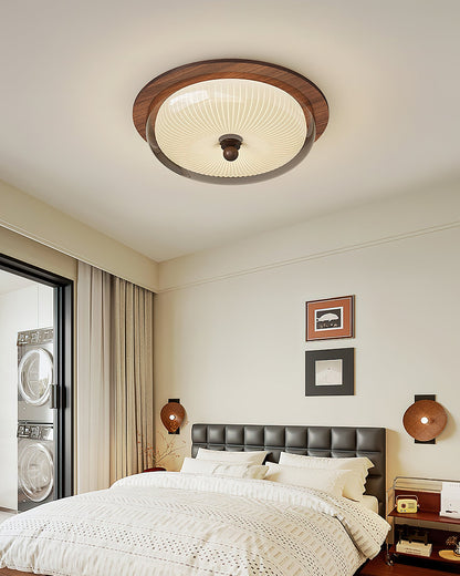 Rivao Ceiling Light | Walnut Wood & Glass | 52cm Diameter