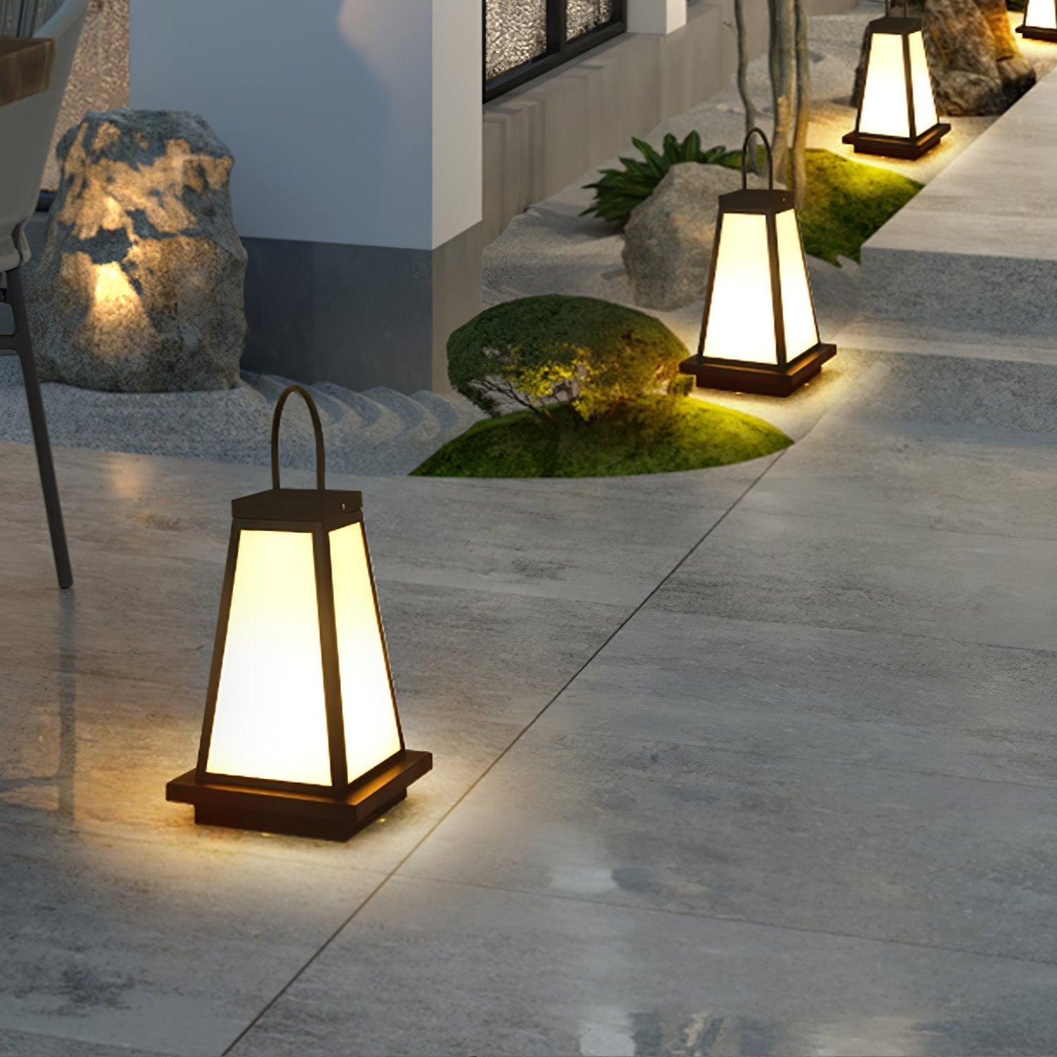 Solar Outdoor Lantern | Stainless Steel & Acrylic | Warm Light, 50cm
