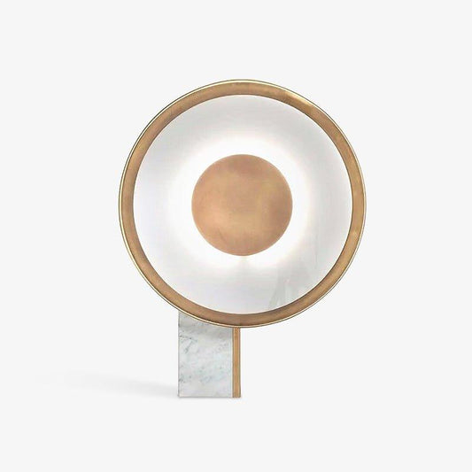 Roche Bobois Table Lamp | White Marble & Gold Finish | 33cm Diameter