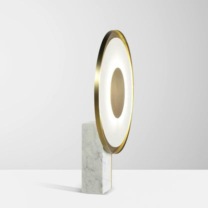 Roche Bobois Table Lamp | White Marble & Gold Finish | 33cm Diameter