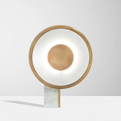 Roche Bobois Table Lamp | White Marble & Gold Finish | 33cm Diameter