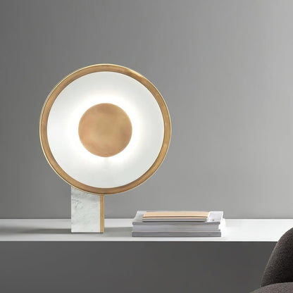 Roche Bobois Table Lamp | White Marble & Gold Finish | 33cm Diameter