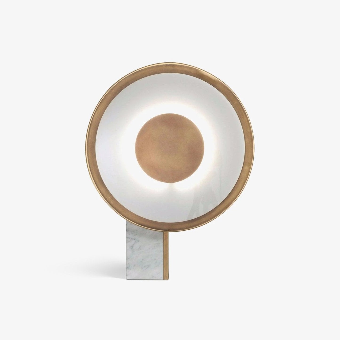 Roche Bobois Table Lamp | White Marble & Gold Finish | 33cm Diameter