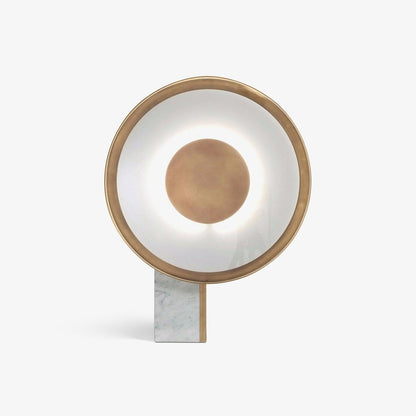 Roche Bobois Table Lamp | White Marble & Gold Finish | 33cm Diameter
