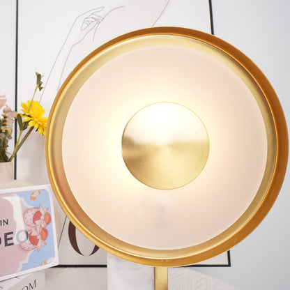 Roche Bobois Table Lamp | White Marble & Gold Finish | 33cm Diameter