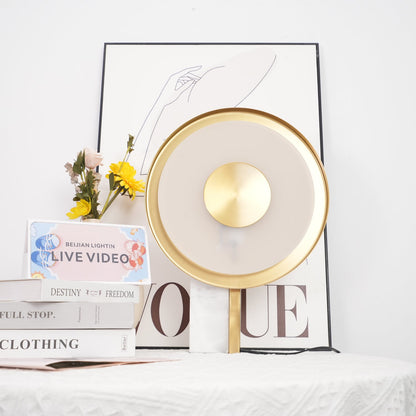 Roche Bobois Table Lamp | White Marble & Gold Finish | 33cm Diameter