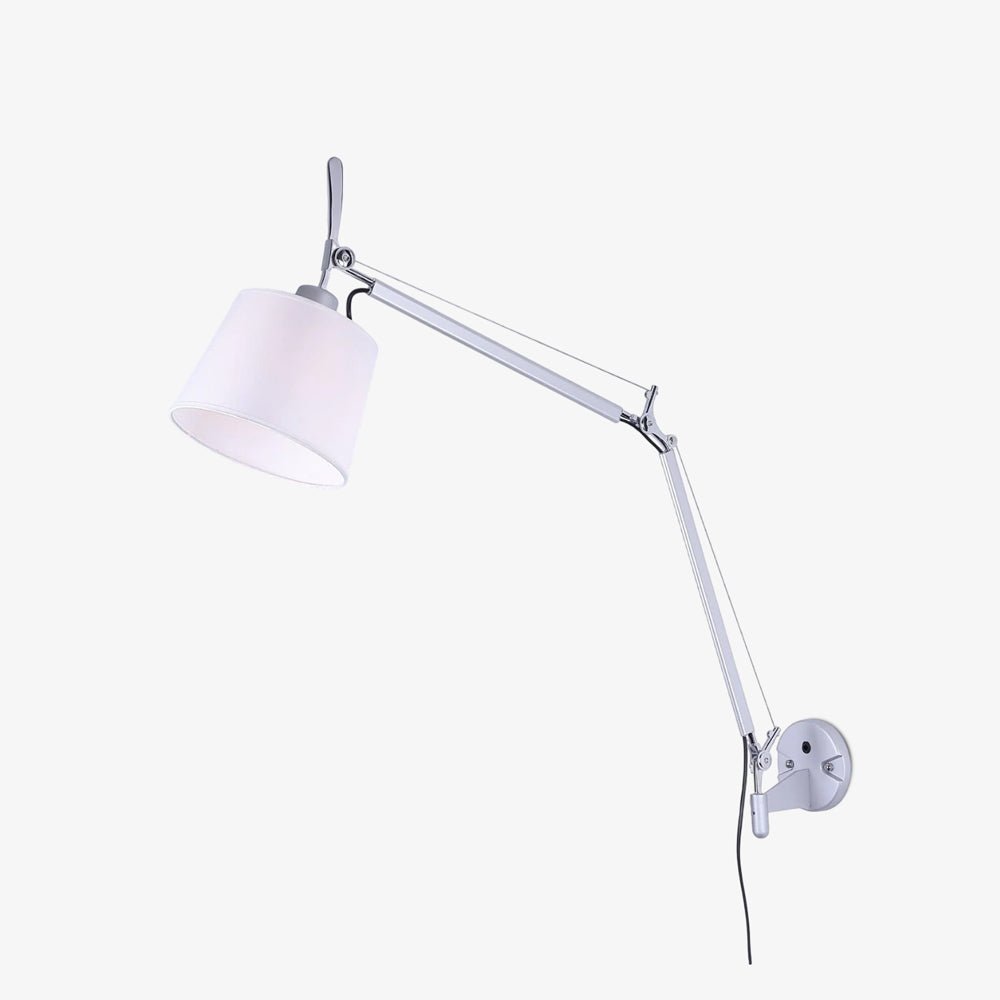 Rocker Modern Wall Lamp | Adjustable Metal Arms | Fog Silver & White Finish