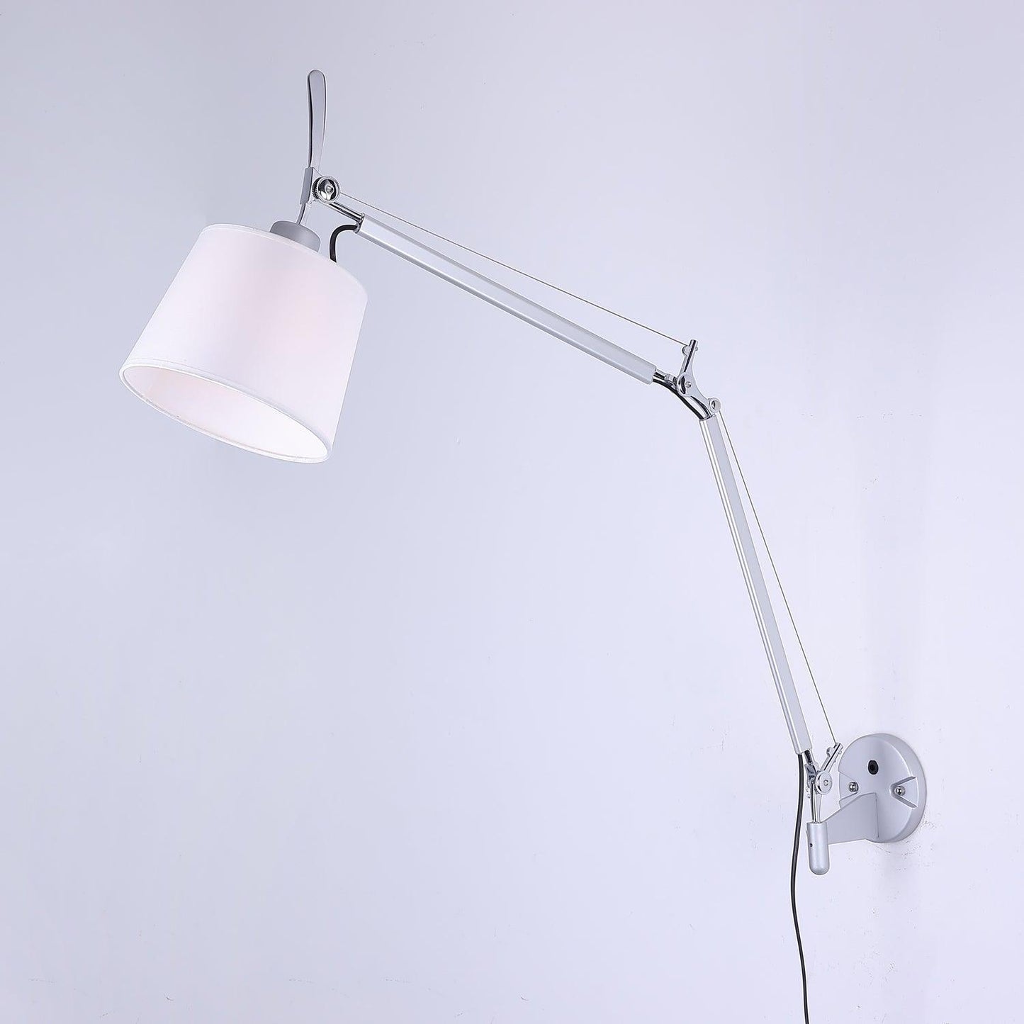 Rocker Modern Wall Lamp | Adjustable Metal Arms | Fog Silver & White Finish