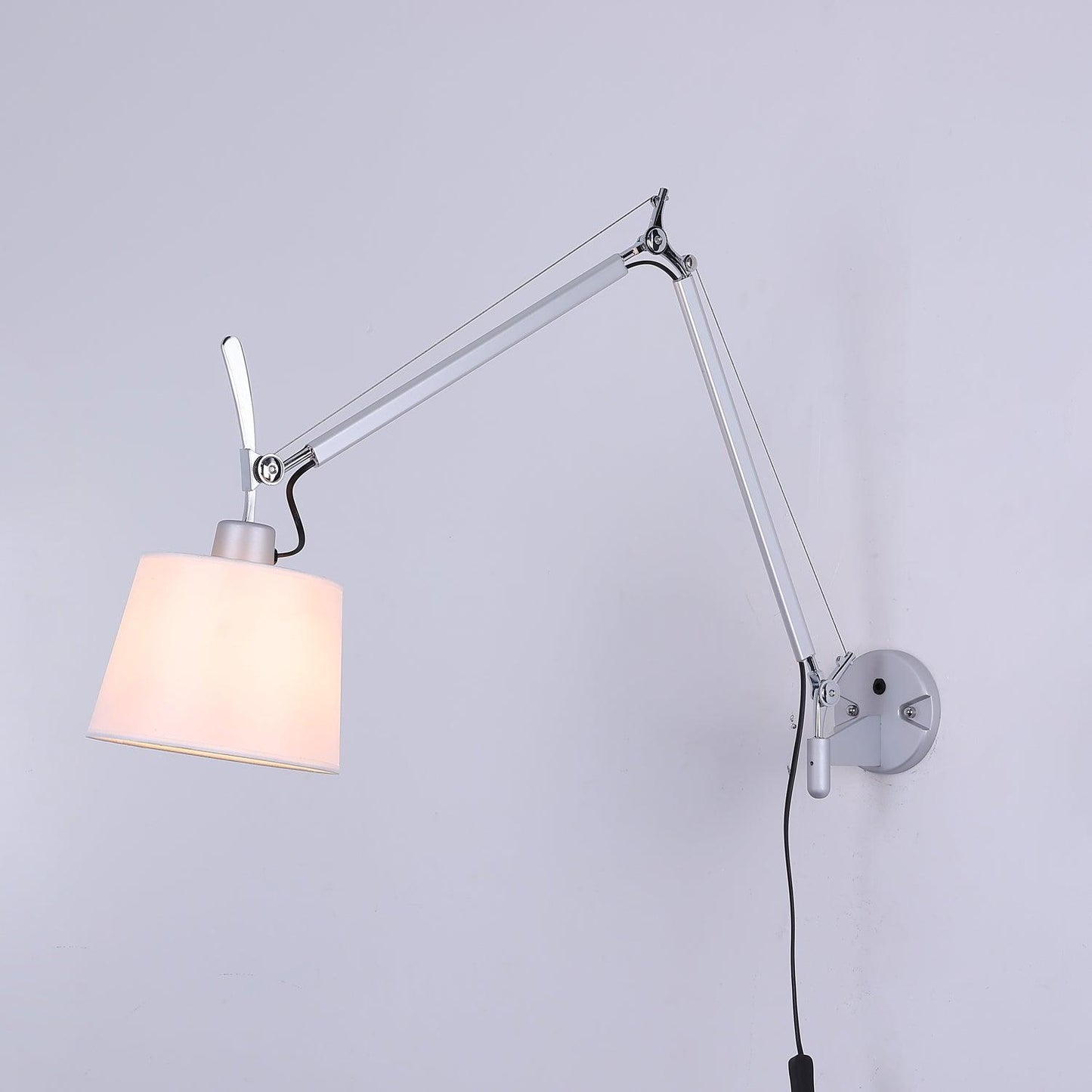 Rocker Modern Wall Lamp | Adjustable Metal Arms | Fog Silver & White Finish