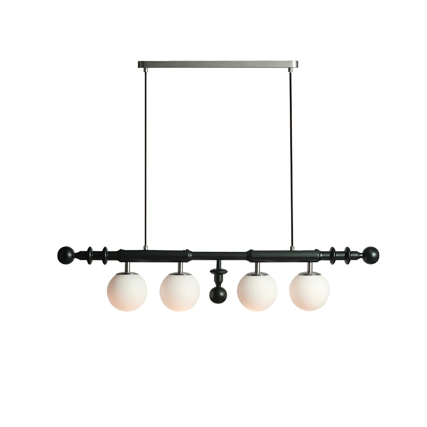 Roman Column Chandelier | Walnut & Glass | Retro Indoor Lighting