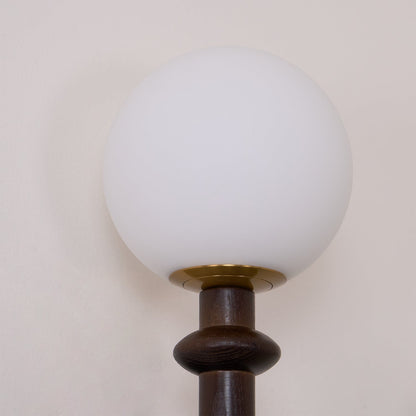 Roman Column Wall Lamp | Walnut Wood & Glass | Set of 2