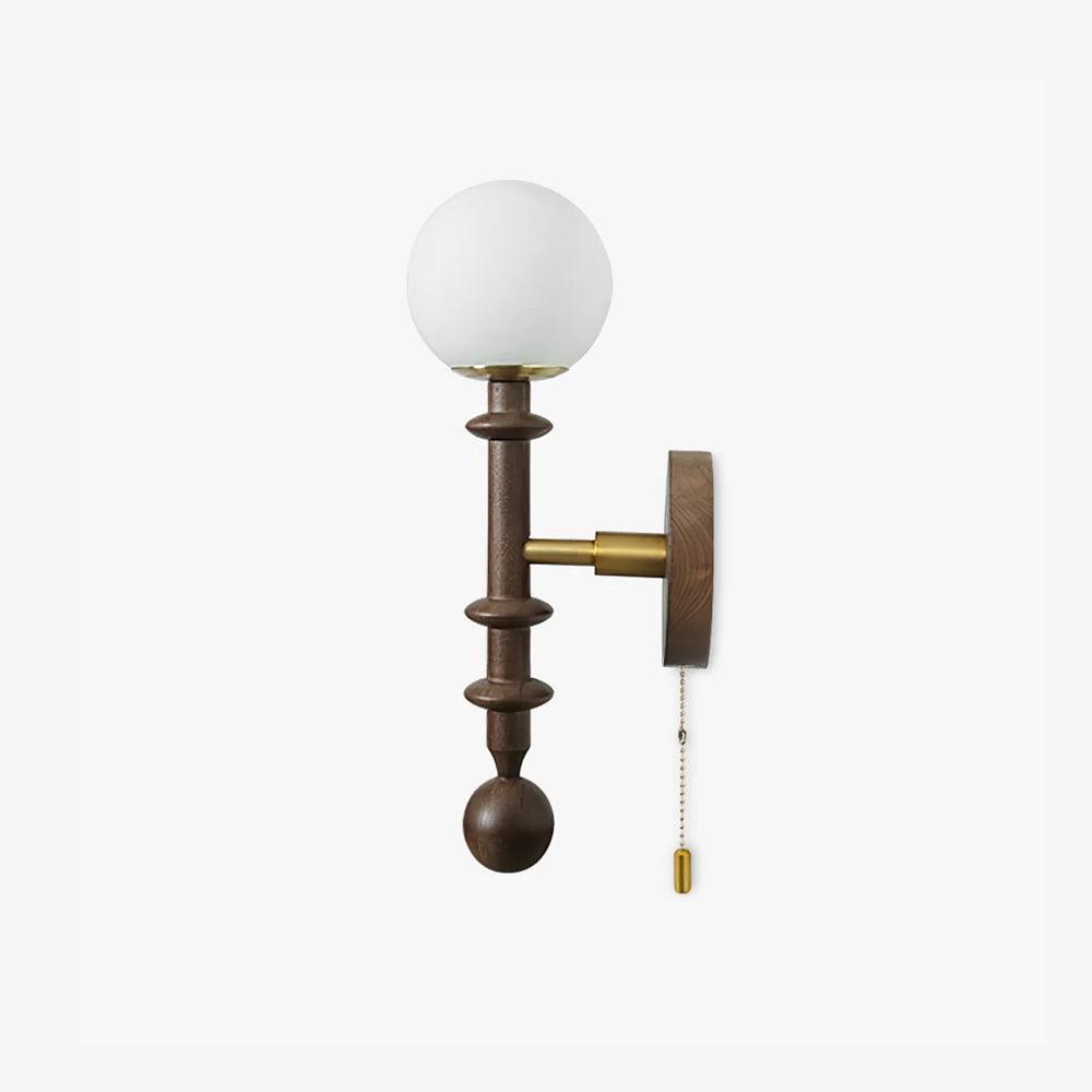 Roman Column Wall Lamp | Walnut Wood & Glass | Set of 2