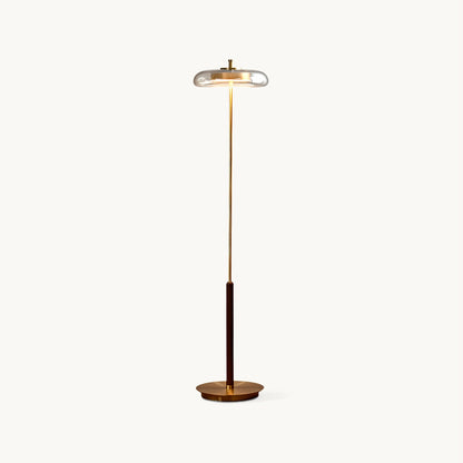 Ronaldo Floor Lamp | Walnut Wood & Brass | 128cm Height
