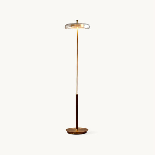 Ronaldo Floor Lamp | Walnut Wood & Brass | 128cm Height
