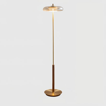 Ronaldo Floor Lamp | Walnut Wood & Brass | 128cm Height