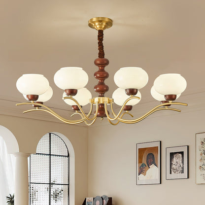 Rosdorf Chandelier | Caramel Glass & Gold Finish | 3, 6, or 8 Lights