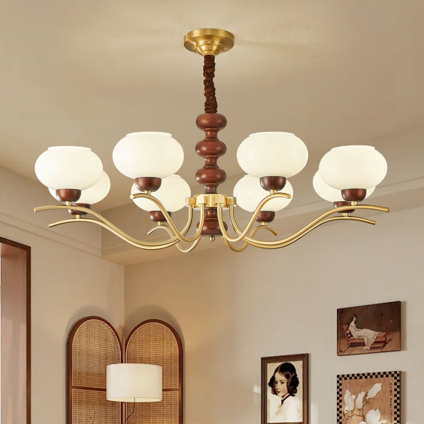 Rosdorf Chandelier | Caramel Glass & Gold Finish | 3, 6, or 8 Lights