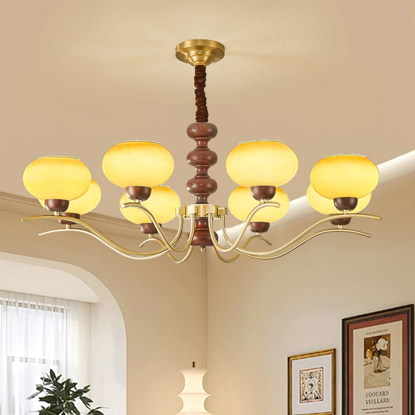 Rosdorf Chandelier | Caramel Glass & Gold Finish | 3, 6, or 8 Lights