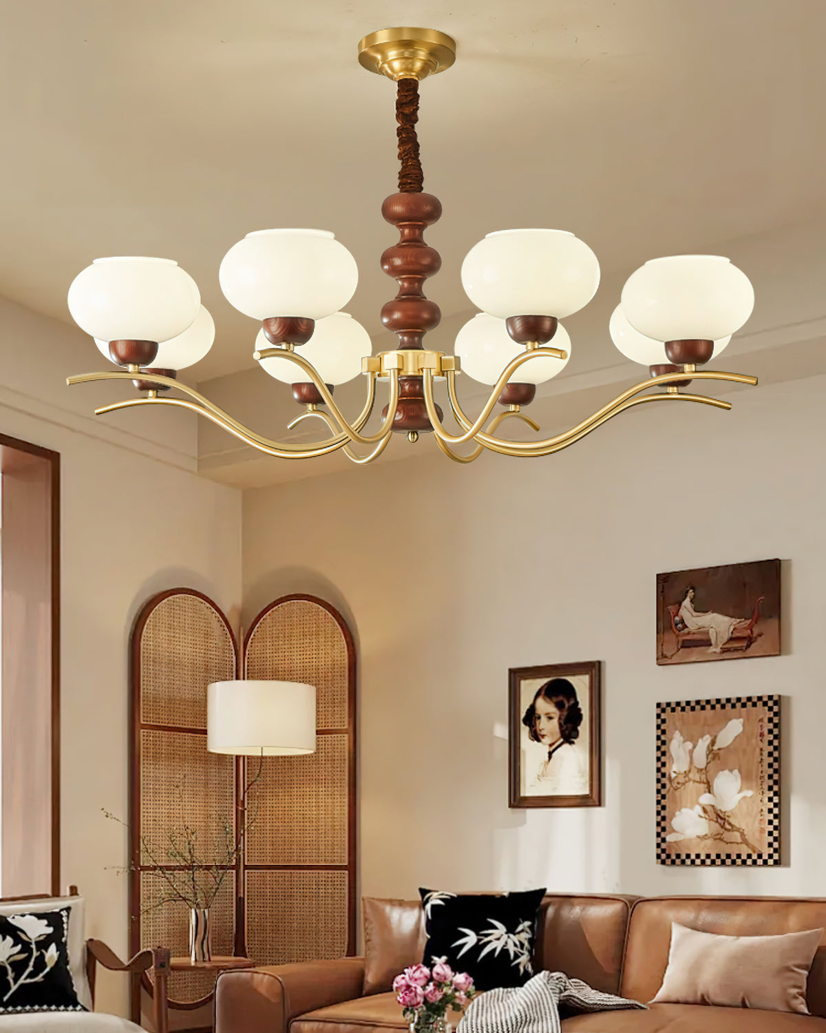 Rosdorf Chandelier | Caramel Glass & Gold Finish | 3, 6, or 8 Lights