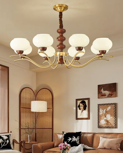 Rosdorf Chandelier | Caramel Glass & Gold Finish | 3, 6, or 8 Lights