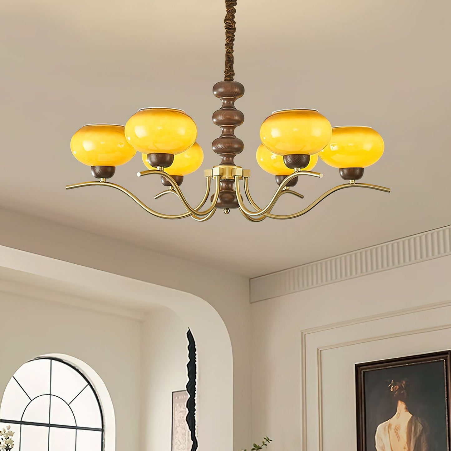 Rosdorf Chandelier | Caramel Glass & Gold Finish | 3, 6, or 8 Lights