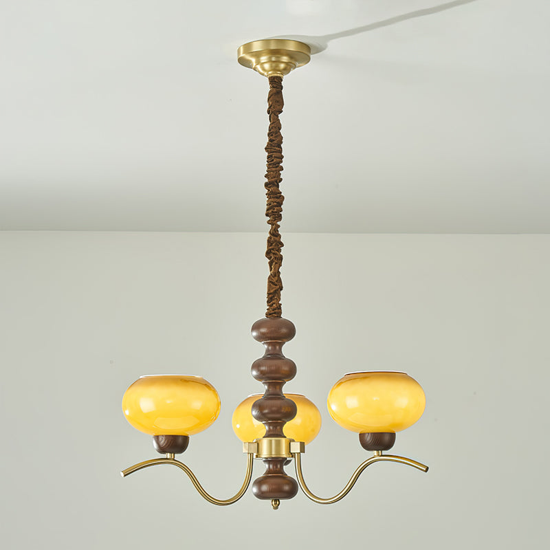 Rosdorf Chandelier | Caramel Glass & Gold Finish | 3, 6, or 8 Lights