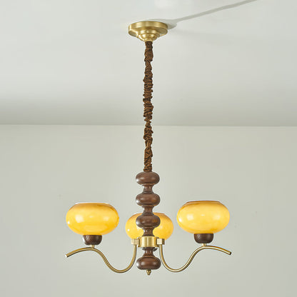 Rosdorf Chandelier | Caramel Glass & Gold Finish | 3, 6, or 8 Lights