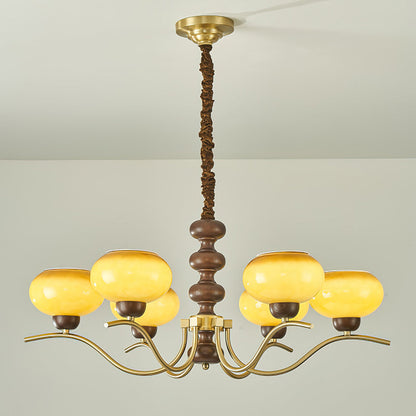 Rosdorf Chandelier | Caramel Glass & Gold Finish | 3, 6, or 8 Lights