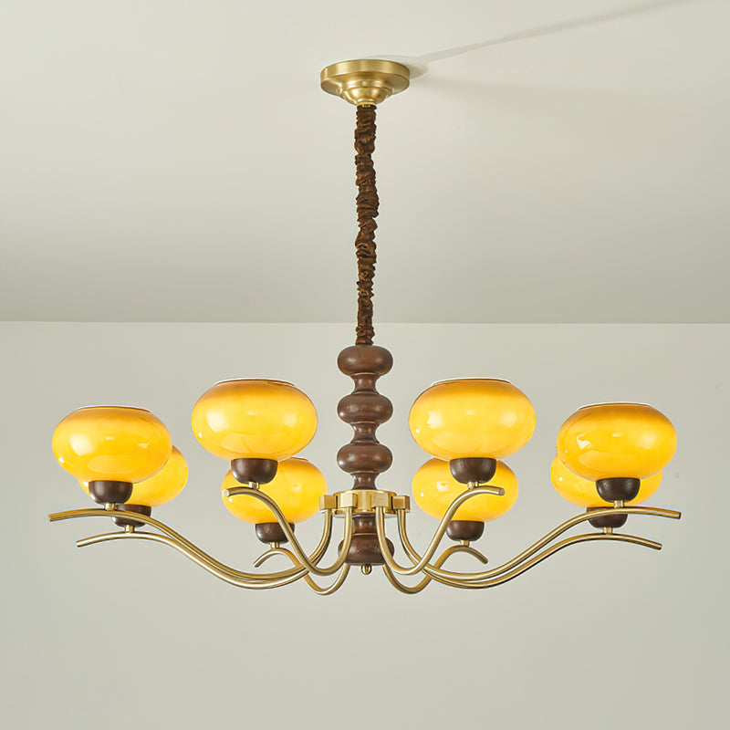 Rosdorf Chandelier | Caramel Glass & Gold Finish | 3, 6, or 8 Lights