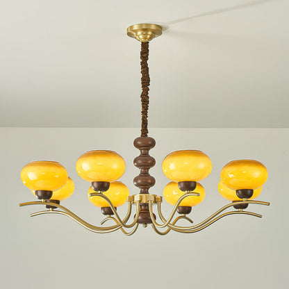 Rosdorf Chandelier | Caramel Glass & Gold Finish | 3, 6, or 8 Lights