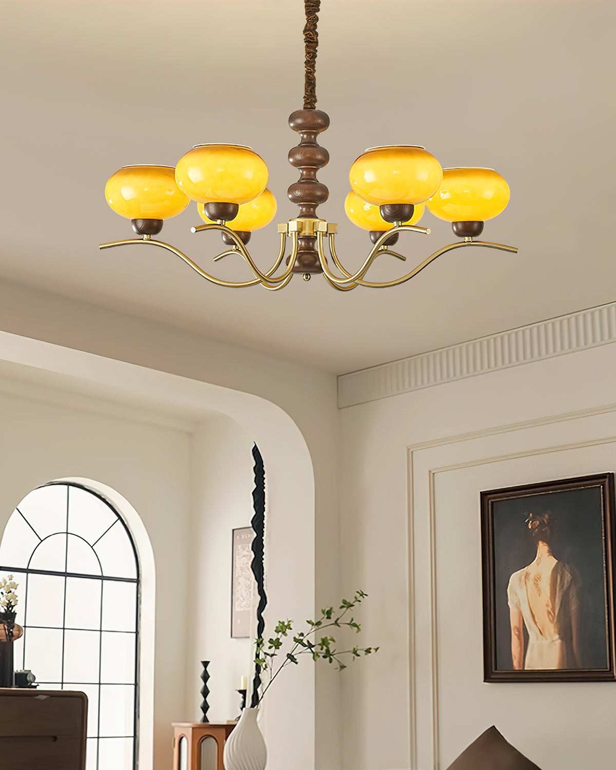 Rosdorf Chandelier | Caramel Glass & Gold Finish | 3, 6, or 8 Lights