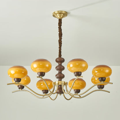 Rosdorf Chandelier | Caramel Glass & Gold Finish | 3, 6, or 8 Lights