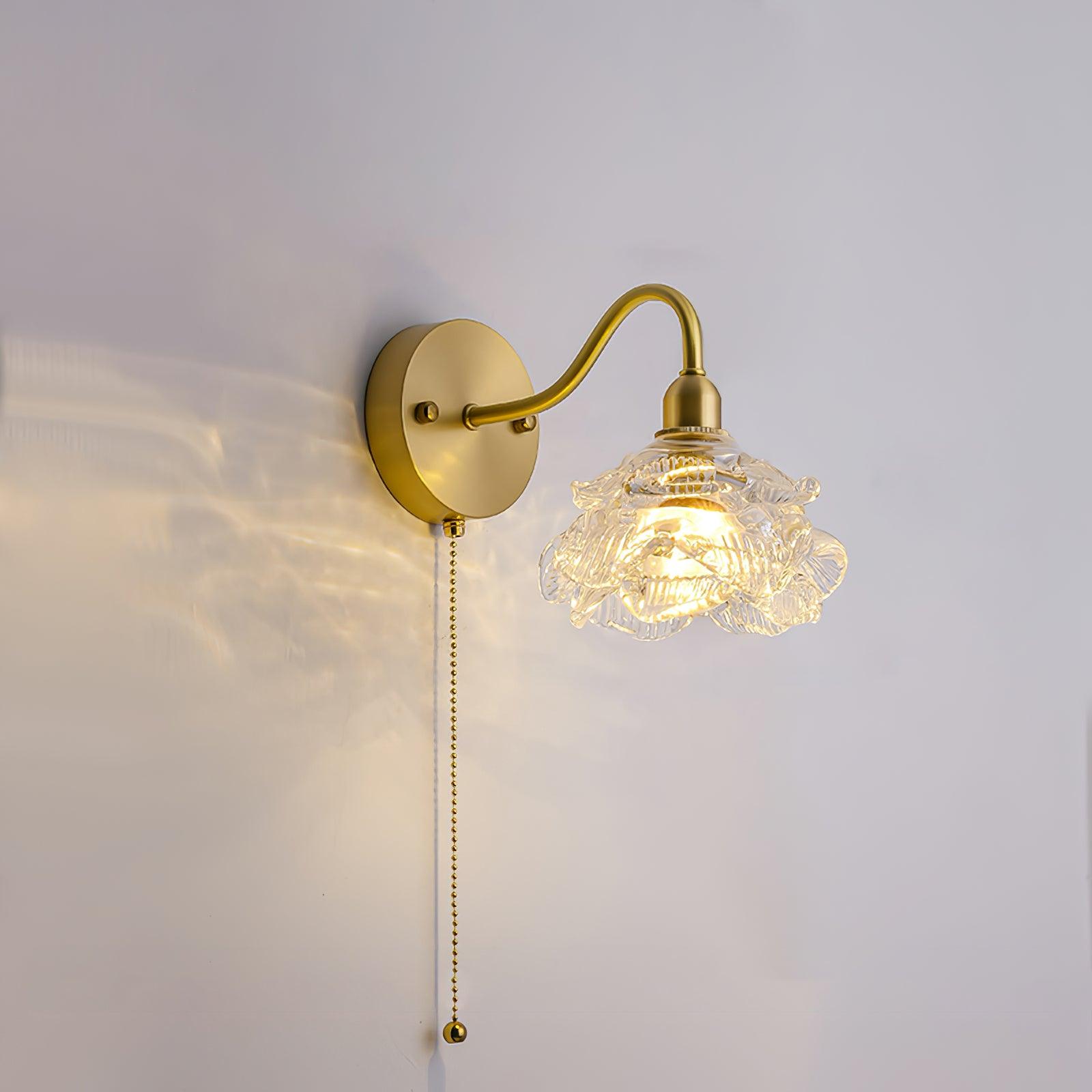 Rose Brass Wall Light | Solid Brass & Glass | Set of 2