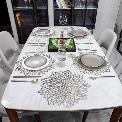 Round Silver Placemats & Coaster Set | Durable Pressed Vinyl | 15.5"
