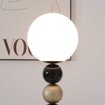 Round Balls Stacking Table Lamp | Metal & Glass | Green and Black
