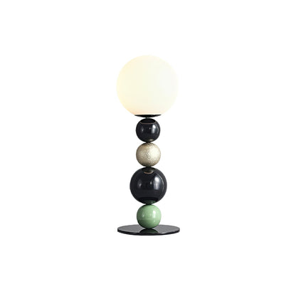 Round Balls Stacking Table Lamp | Metal & Glass | Green and Black