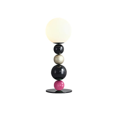 Round Balls Stacking Table Lamp | Metal & Glass | Green and Black