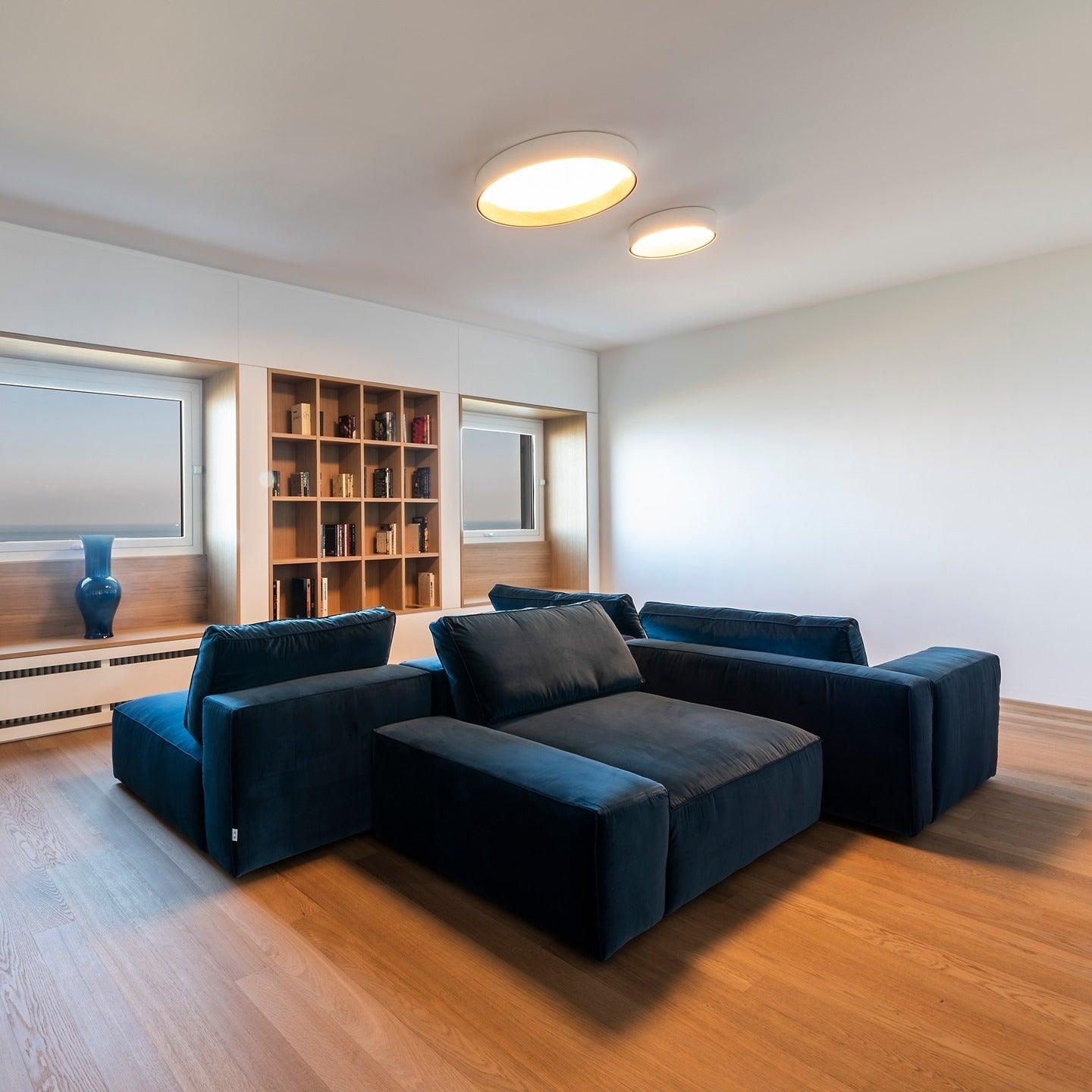 Round Ceiling Lamp | Oak Wood & Aluminum | 46cm Diameter