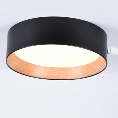 Round Ceiling Lamp | Oak Wood & Aluminum | 46cm Diameter
