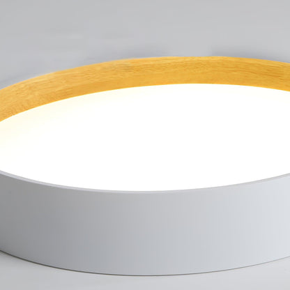 Round Ceiling Lamp | Oak Wood & Aluminum | 46cm Diameter