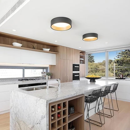 Round Ceiling Lamp | Oak Wood & Aluminum | 46cm Diameter
