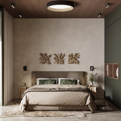 Round Ceiling Lamp | Oak Wood & Aluminum | 46cm Diameter